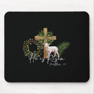 He Is Risen Sheep Lamb Cross Jesus Christian Easte Mouse Pad