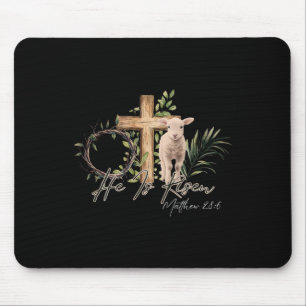 He Is Risen Sheep Lamb Cross Jesus Christian Easte Mouse Pad