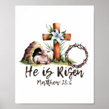 He Is Risen Sheep Lamb Cross Jesus Christian Easte