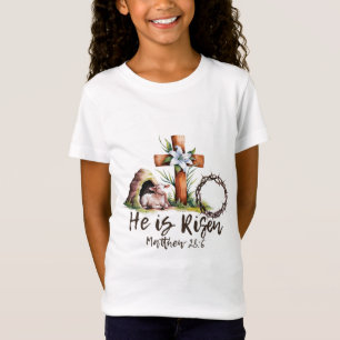 He Is Risen Sheep Lamb Cross Jesus Christian Easte T-Shirt