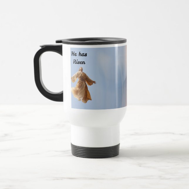 he is risen travel mug (Left)