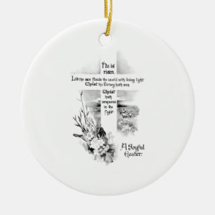 He Is Risen Vintage Christian Easter Ceramic Tree Decoration