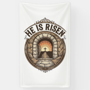 He Is Risen Vintage Easter Cross Shirt Banner