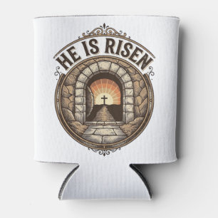 He Is Risen Vintage Easter Cross Shirt Can Cooler
