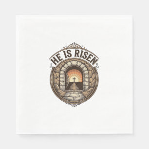 He Is Risen Vintage Easter Cross Shirt Napkin
