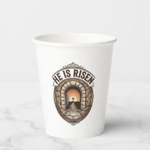 He Is Risen Vintage Easter Cross Shirt Paper Cups