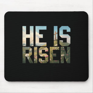 He Is Risen Wildflower Cross Jesus Christian Easte Mouse Pad