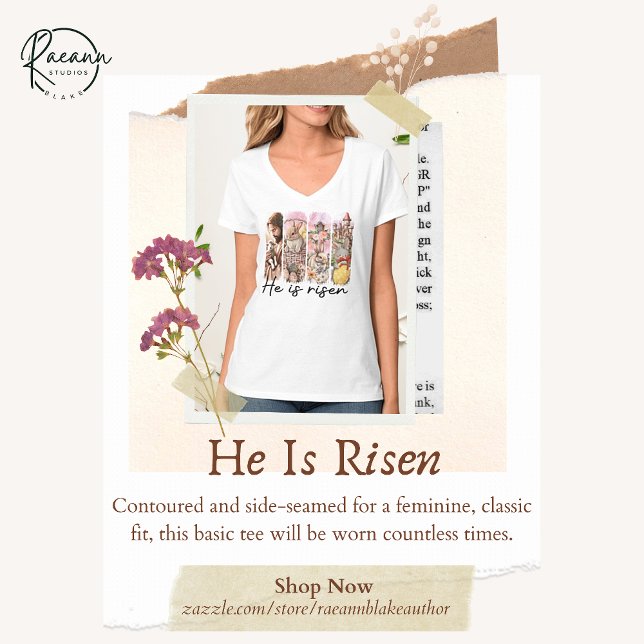 He is Risen Women's Basic V-Neck T-Shirt (Creator Uploaded)