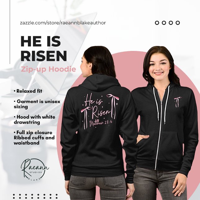 "He is Risen" Women's Bella+Canvas Full-Zip Hoodie (Creator Uploaded)
