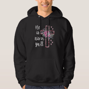 He Is Risen Ya'll Cheetah Cross Christian Faith Ha Hoodie