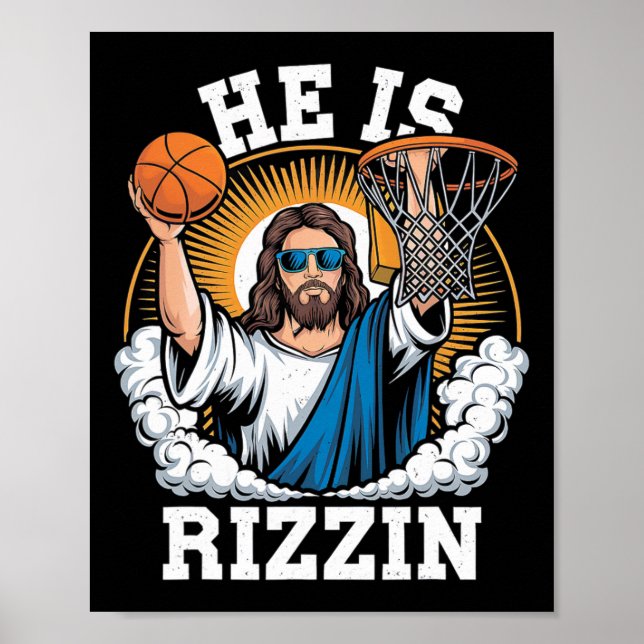 He Is Rizzen Funny Easter Sunday Sketll Meme  Poster (Front)