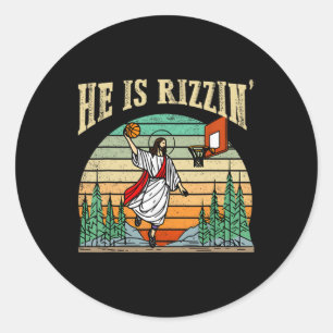 He Is Rizzin Bysketbyll Easter Day  Classic Round Sticker