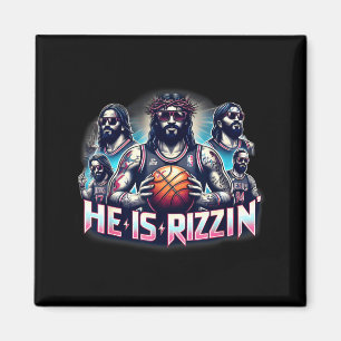 He Is Rizzin Christian Jesus Playing Basketball Ea Magnet