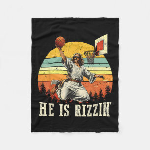 He Is Rizzin Easter Bysketll Christian  Fleece Blanket