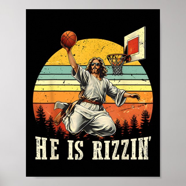 He Is Rizzin Easter Bysketll Christian  Poster (Front)
