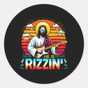 He Is Rizzin Easter Christian Jesus Funny Jesus Gu Classic Round Sticker