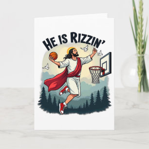 He Is Rizzin Easter Jesus Playing Bysketbyll Hoop Card