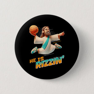 He Is Rizzin' Easter Risen Jesus Christian Faith B 6 Cm Round Badge