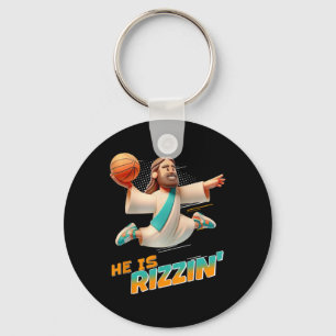 He Is Rizzin' Easter Risen Jesus Christian Faith B Key Ring
