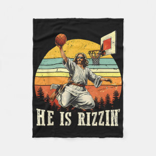 He Is Rizzin Easter Sketll Christian Fleece Blanket