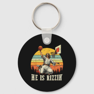 He Is Rizzin Easter Sketll Christian  Key Ring