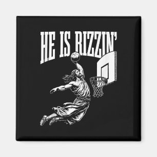 He Is Rizzin Fun Jesus Basketball Meme Tank Top  Magnet