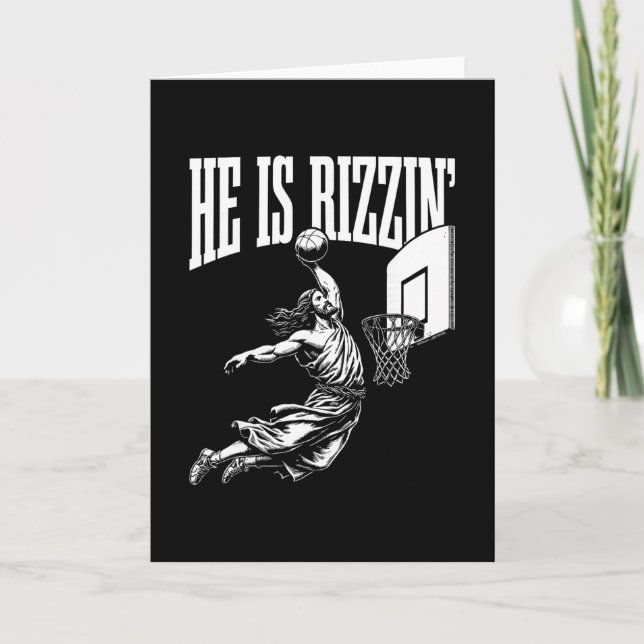 He Is Rizzin Funny Easter Rizz Meme Sketll  Card (Front)