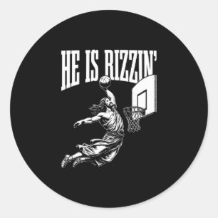 He Is Rizzin Funny Easter Rizz Meme Sketll  Classic Round Sticker