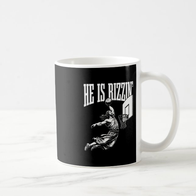He Is Rizzin Funny Easter Rizz Meme Sketll  Coffee Mug (Right)