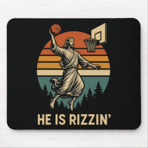 He Is Rizzin' Funny Easter Sketll Jesus Dunking Re Mouse Pad