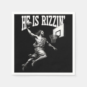 He Is Rizzin Funny Jesus Basketball Easter Day Napkin
