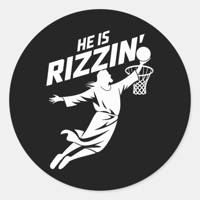 He Is Rizzin Funny Jesus Bysketbyll Meme Retro Eas Classic Round Sticker (Front)