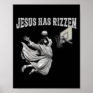 He Is Rizzin Funny Jesus Bysketbyll Meme - Uni-adu Poster