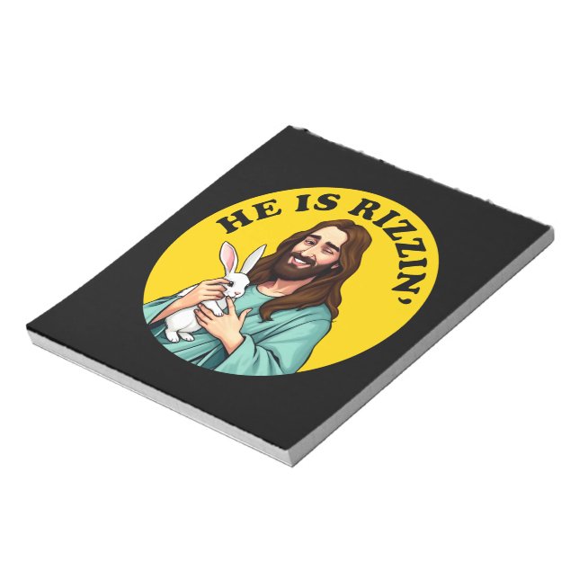 He Is Rizzin Funny Jesus Christian Easter Day Notepad (Rotated)