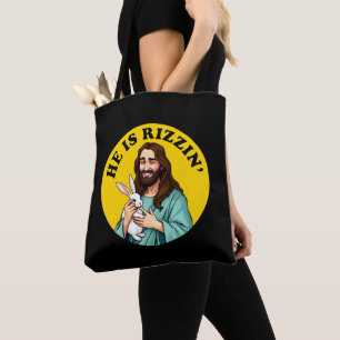 He Is Rizzin Funny Jesus Christian Easter Day Tote Bag