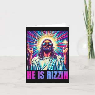 He Is Rizzin Funny Jesus Meme Christian Men Boy  Card