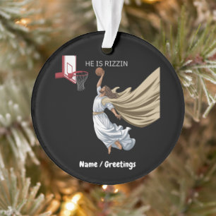 He Is Rizzin Funny Jesus Playing Basketball Retro Ornament