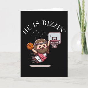 He Is Rizzin Funny Jesus Playing Sketll1 Card
