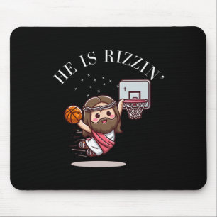 He Is Rizzin Funny Jesus Playing Sketll1  Mouse Pad