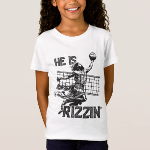 He Is Rizzin Funny Jesus Playing Volleyball Player T-Shirt