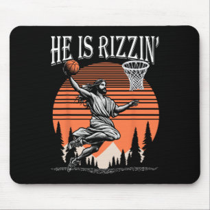 He Is Rizzin Funny Jesus Sketll Easter Christian M Mouse Pad