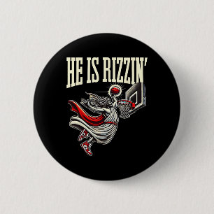 He Is Rizzin Funny Jesus Sketll Meme  6 Cm Round Badge