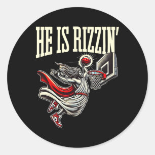 He Is Rizzin Funny Jesus Sketll Meme  Classic Round Sticker