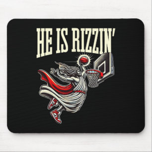 He Is Rizzin Funny Jesus Sketll Meme Mouse Pad