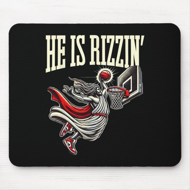 He Is Rizzin Funny Jesus Sketll Meme  Mouse Pad (Front)