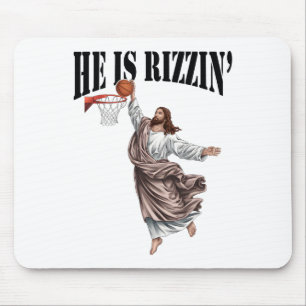 He Is Rizzin Jesus Bysketbyll Christian Easter Jes Mouse Pad