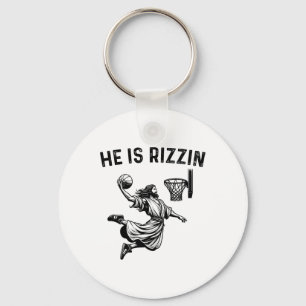 He Is Rizzin Jesus Bysketbyll Christian Religious Key Ring