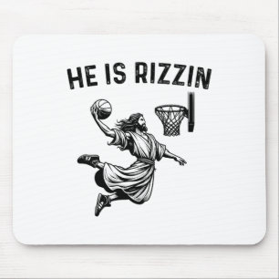 He Is Rizzin Jesus Bysketbyll Christian Religious  Mouse Pad