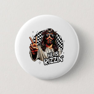 He Is Rizzin' Jesus Christian Happy Easter Hunt Eg 6 Cm Round Badge