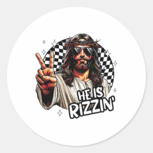 He Is Rizzin' Jesus Christian Happy Easter Hunt Eg Classic Round Sticker